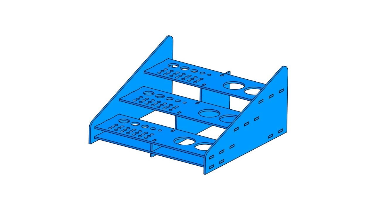 Illustration of laser cut tooling sorting for shop tools